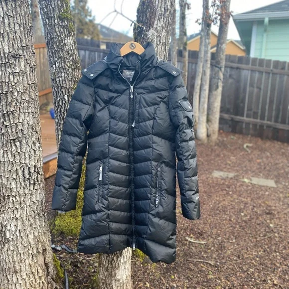 Eddie Bauer Jackets Coats Eddie Bauer Womens M Tall Goose Down Quilted Mid Length Black Coat Poshmark
